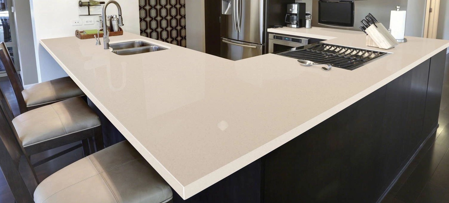 Pale prefab quartz commercial work surface